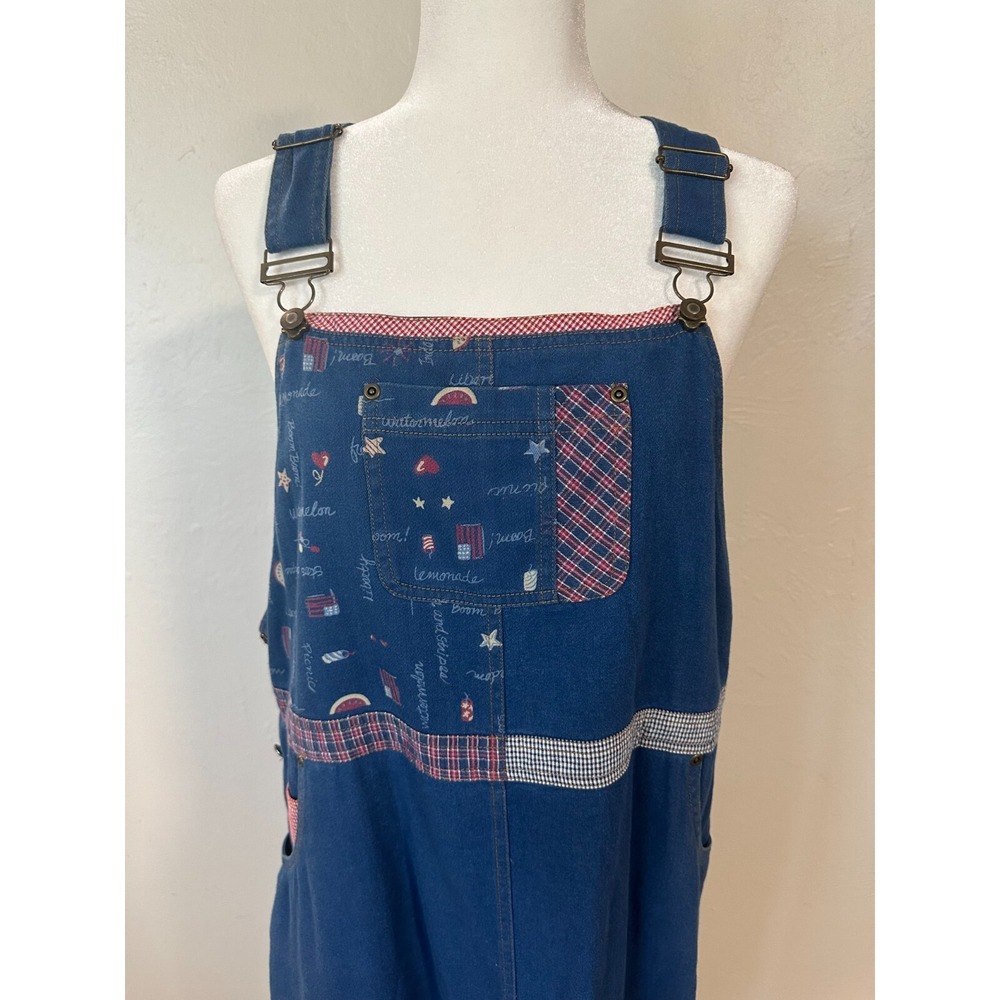 Vintage Koret City Overall Dress Size 12 Maxi 4th of July USA Watermelon Teacher - Picture 12 of 14